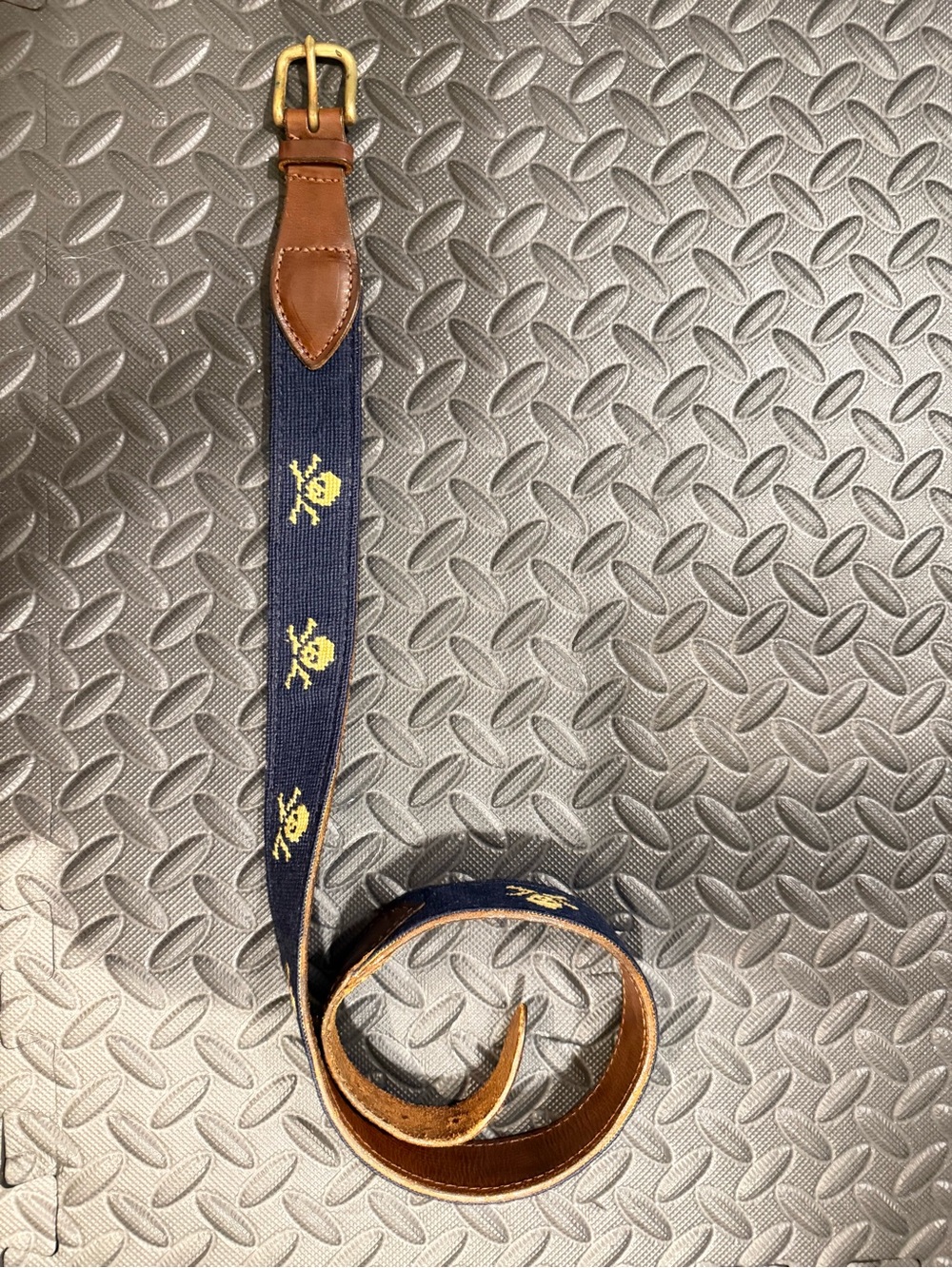 Rugby Ralph Lauren Navy Belt with Yellow Skull (used once)